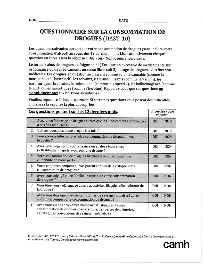 Drug Screening Questionnaire (Dast) at Melissa Dunphy blog